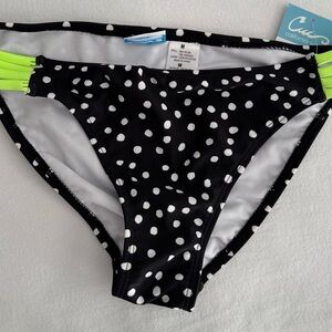 California Waves Black Bikini Bottom with White Polka Dots